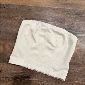 Aerie white denim corset strapless top